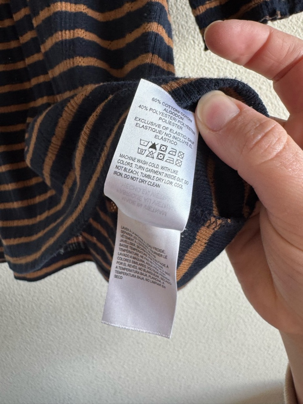 Lucky Brand Navy and Tan Ribbed Stripe Top - Picture 4 of 4